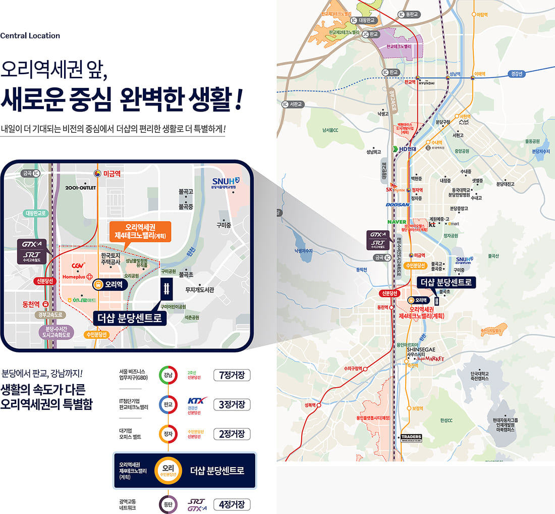 더샵 분당센트로 입지환경 지도